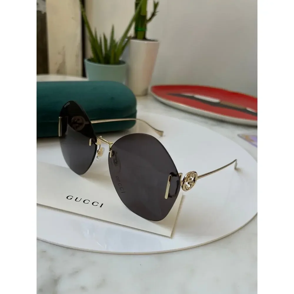 NEW Gucci GG1203S Dark Grey Rimless Sunglasses - Picture 2 of 9